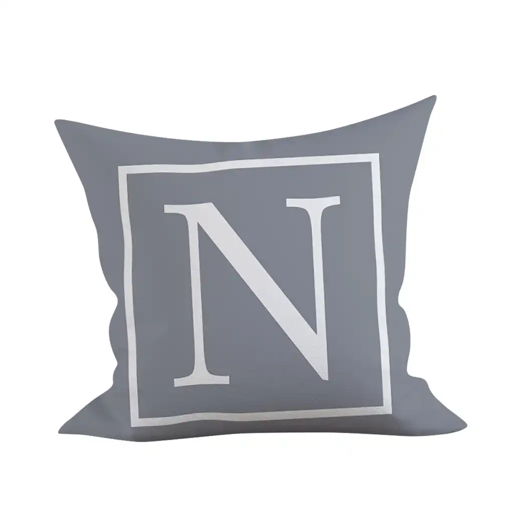 Grey Background Letter Pattern Pillow Case Kids Room Decoration