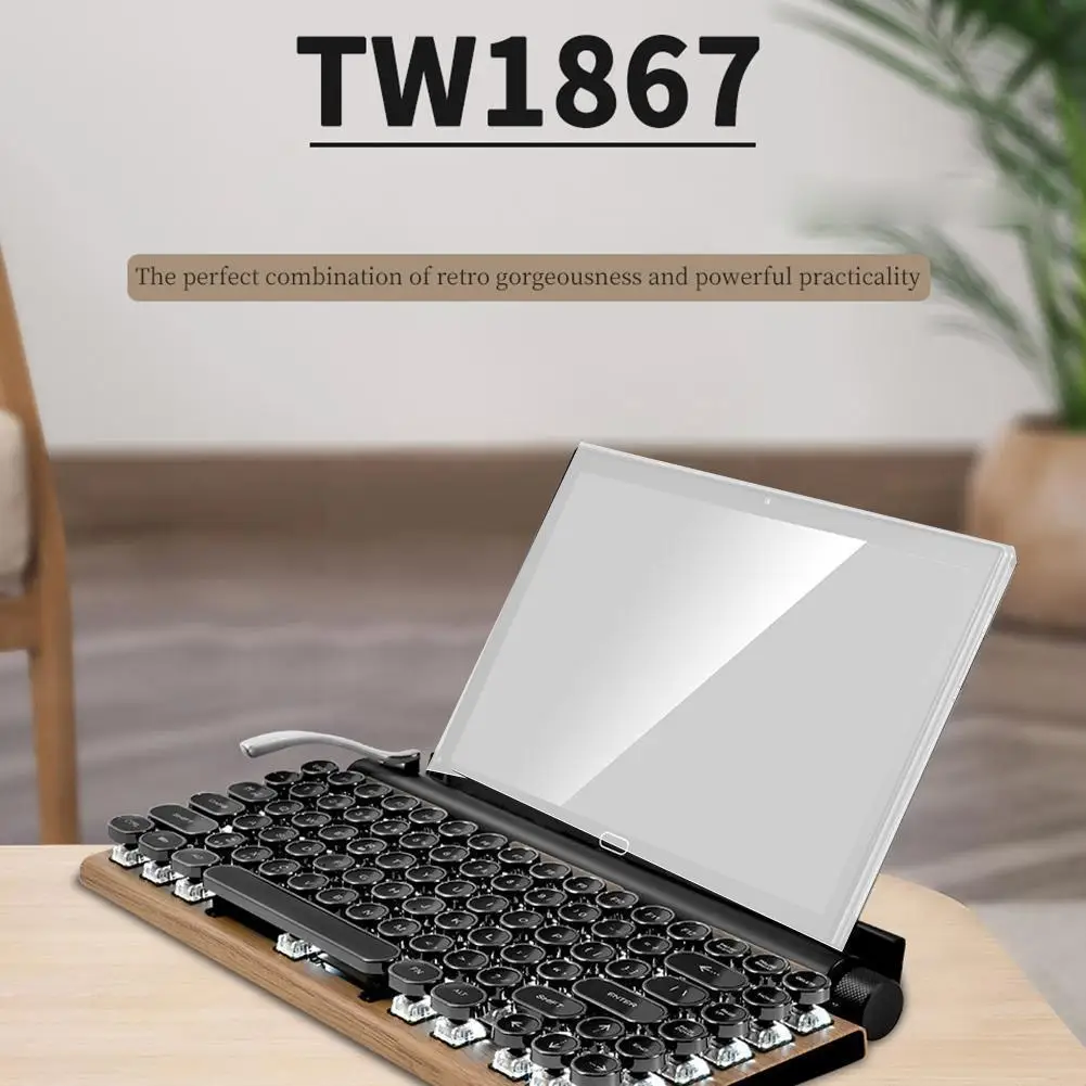 Retro Typewriter Keyboard 83 Keys Wireless Bluetooth Rgb Colorful Backlight Mechanical Keyboard