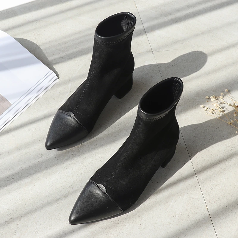 Botines Mujer коллекция 2019 года зимние ботинки женские Модные осенние из флока на меху