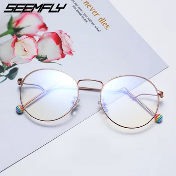 

Seemfly Luxury Lady Pearl Glasses Metal Round Frame Eyeglasses Women Fashion Vintage Eyewear Female Spectacle Oculos Feminino