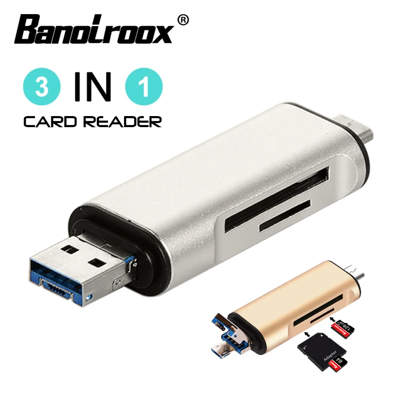 Banolroox высокоскоростной 3 в 1 кардридер Type-C/OTG/Microsd/TF флэш-USB для телефона ноутбука