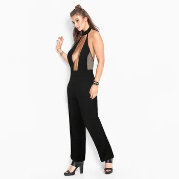 

Summer Sexy Rompers Women Jumpsuit Strap Deep V Backless Bandage Bodycon Long Jumpsuit Sexy Club Halter Bodysuit Womens Overalls