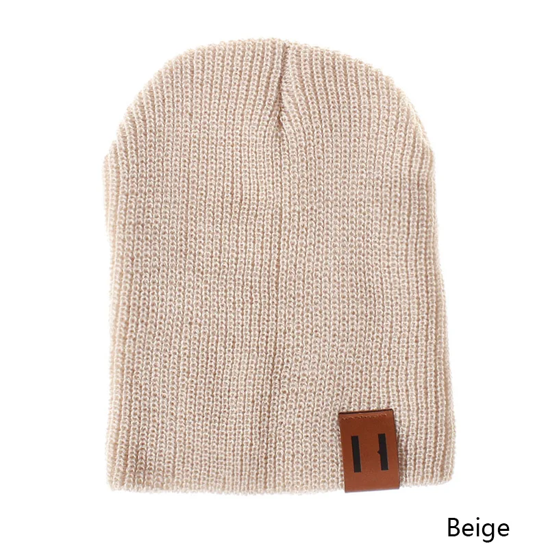 beige Детская шапка, вязаная шапка для новорожденных, осенне-зимняя вязаная шапка, однотонная детская шапка, шапки для мальчиков и девочек, аксессуары - Цвет: beige