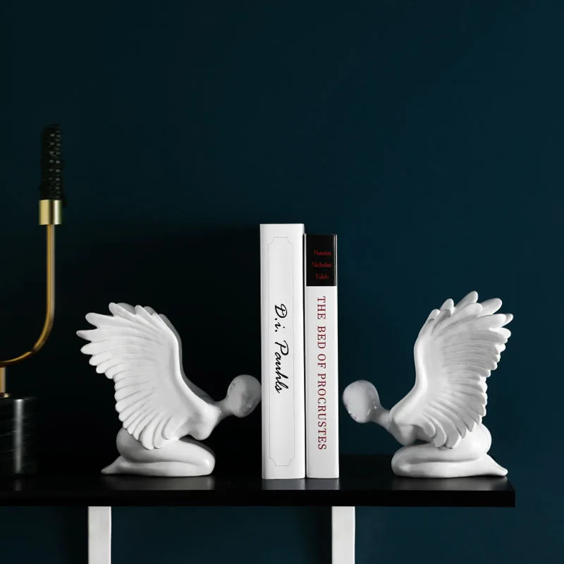 

Creative Angel Bookend ornaments Modern crafts Ceramic Desk Stands Bookend Holder Home Decoration Office study Learn Gift stude