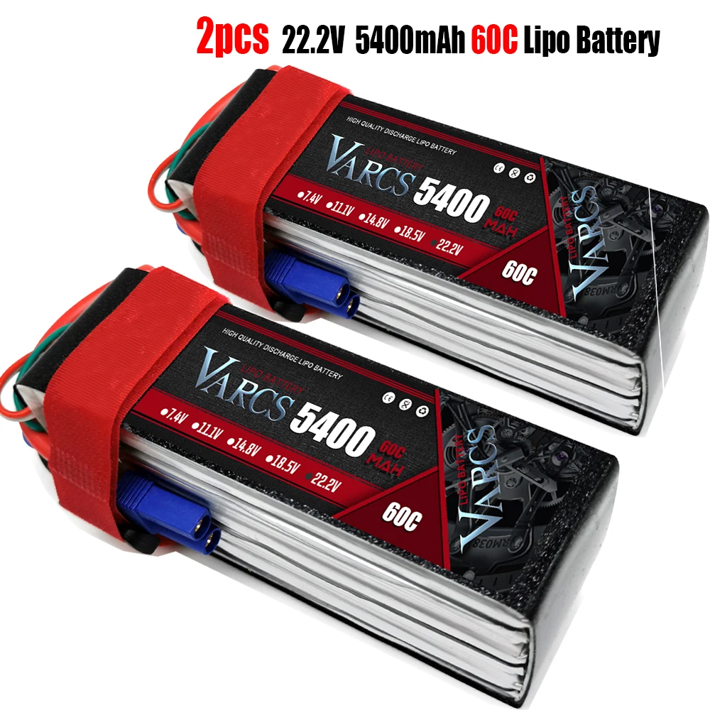 

2PCS VARCS Lipo Batteries 2S 7.4V 11.1V 14.8V 22.2V 5400mAh 60C/120C for RC Car Off-Road Buggy Truck Boats salash Drone Parts