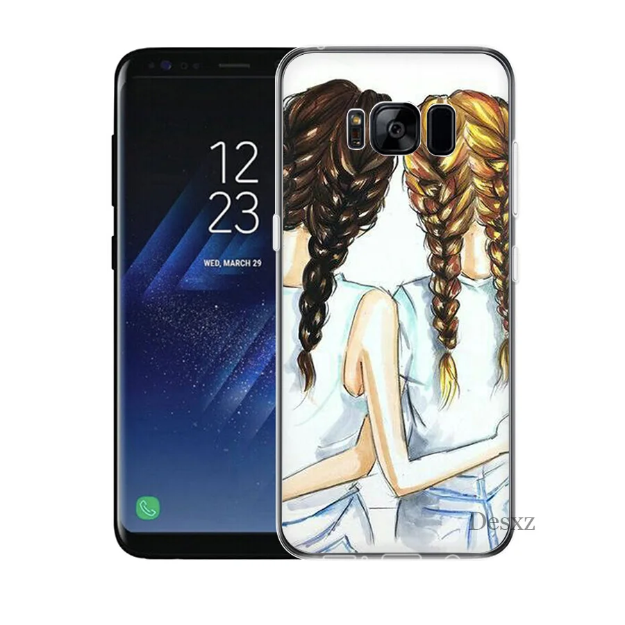 Задняя накладка чехла из ТПУ для samsung Galaxy S7 Edge S8 S9 Plus Note 8 9 BFF лучшие друзья девчачьи - Цвет: H4