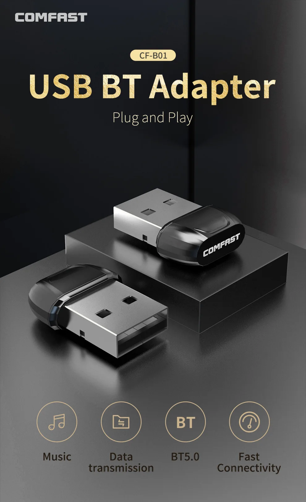 USB Bluetooth Adapters BT 5.0 BR8651 chip wireless usb dongle for PC Speaker Tablet Printer Music Audio Receiver Transmitter