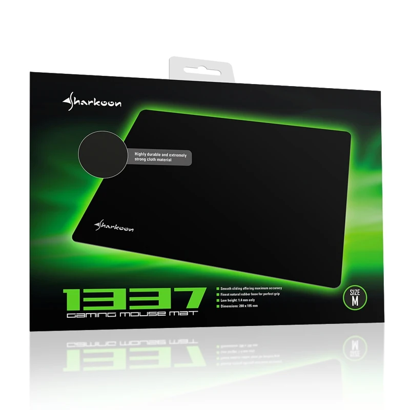 Коврик для мыши Sharkoon 1337 Gaming Mat M текстиль, резина, 280 x 195 х 1.4 мм, цвет: черный