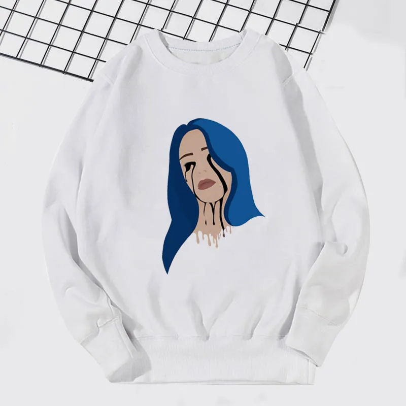 Billie Eilish/свитер для мальчиков; зимняя одежда для маленьких девочек; модная толстовка с капюшоном для маленьких девочек с принтом «Kpop Billie»; детские толстовки с капюшоном; повседневные рубашки - Цвет: 996h-bj-12-17-22