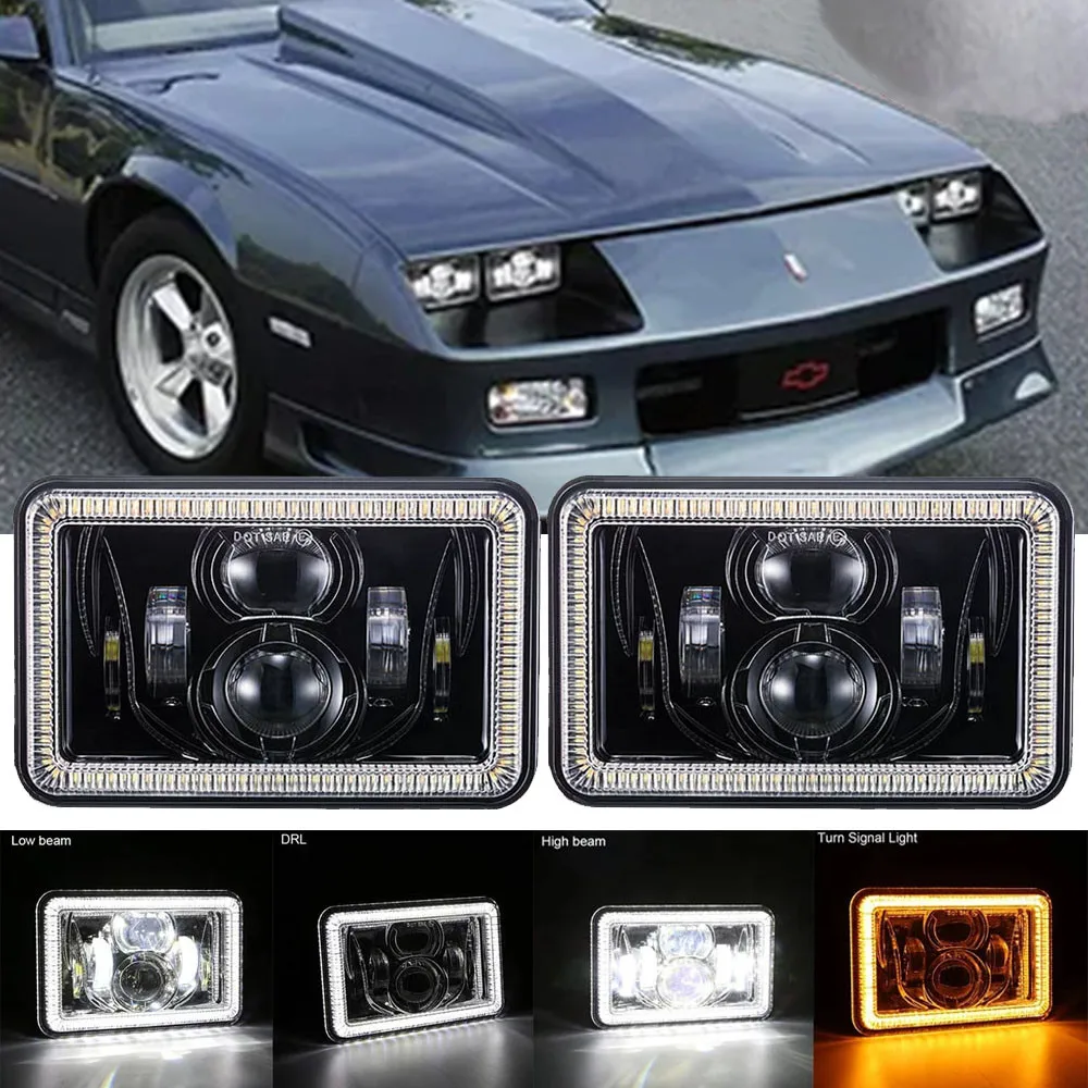 4X6 Led Faro Auto Luce Bianca Drl Ambra Indicatore Di Direzione Sigillato Fascio Alto/Basso Sostituzione Luci 4X6 Pollici Per Peterwp Kenworth