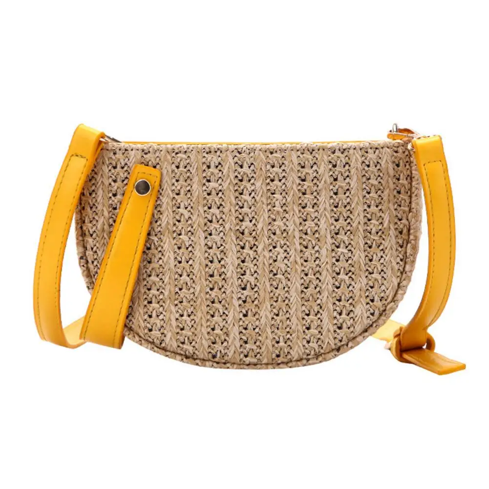 

Women Straw Bag Basket Handmade Hand Woven Shoulder Bags New Retro Style Travel Beach Bag Crossbody Messenger Fashion Handbag
