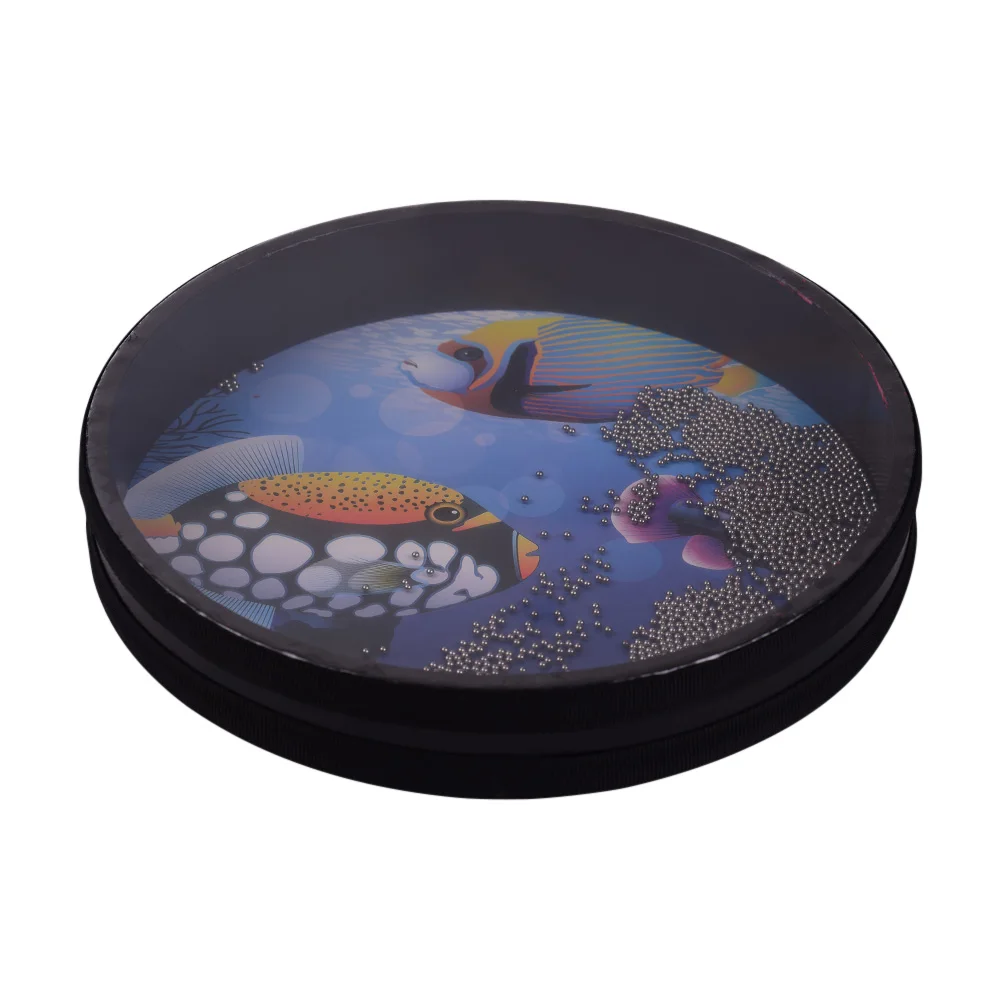 8/10inch Hand Drum Solid Wooden Ocean Drum Sea Wave Frame Gentle Sea Wave Sound Musical Toy Three Types