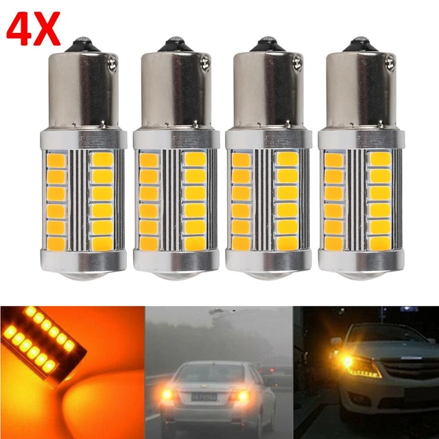 4Pcs 33LED 581 BA15S PY21W TURN SIGNAL YELLOW REAR INDICATOR 12V BULB 