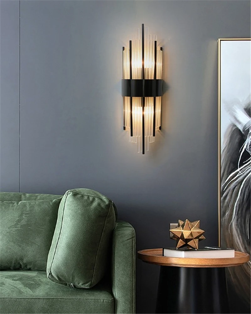 LED Modern Design Gold Black Crystal Wall lamps Classic LED Wall Light Wall Decoration Sconce Warm Lamp For Bedroom Corridor