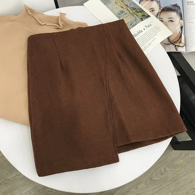 

Special Offer WOMEN'S Dress Processing Korean-style Autumn Versatile High-waisted Thin Woolen Cloth Skirt Women's 9.5