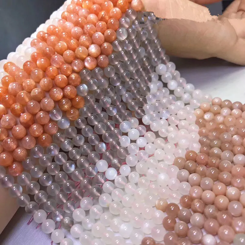 loose beads pink sunstone round 6/8/10mm gradient 14&quot for DIY jewelry making FPPJ wholesale nature gem stone | Украшения и