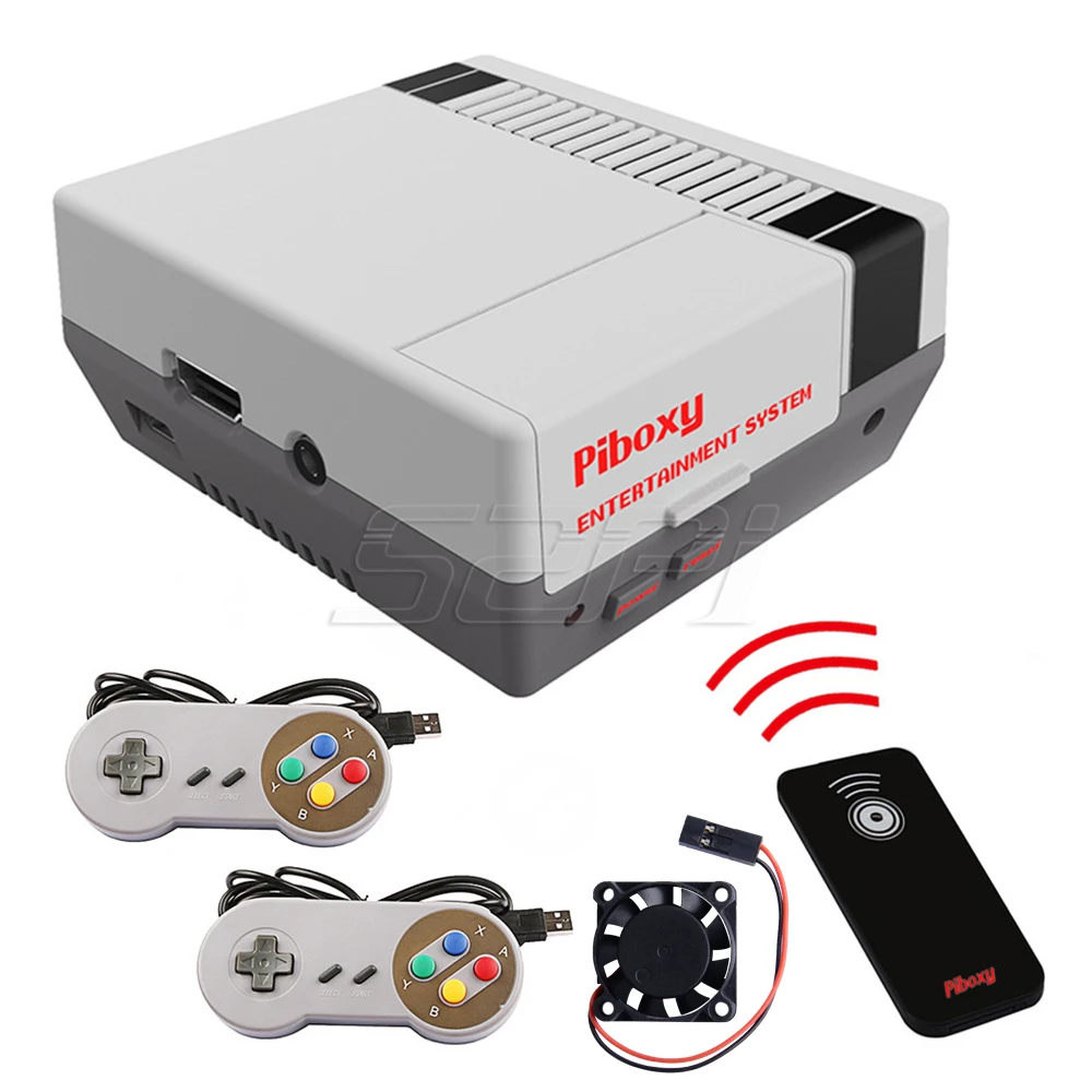 Case with Contollers 52Pi чехол Piboxy NES NESPi с ИК-пультом дистанционного управления, функциональная кнопка выключения питания, охлаждающий вентилятор для Raspberry Pi 3B+/3B - Цвет: Case with Contollers