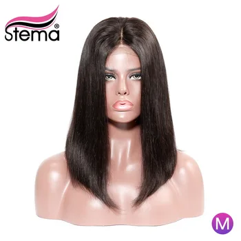 

Brazilian Short Human Hair Wigs Middle Part 8-16Inch Bob Wig For Women Stema 150% Remy Hair Pre Plucked 4x4 Lace Closure Wigs