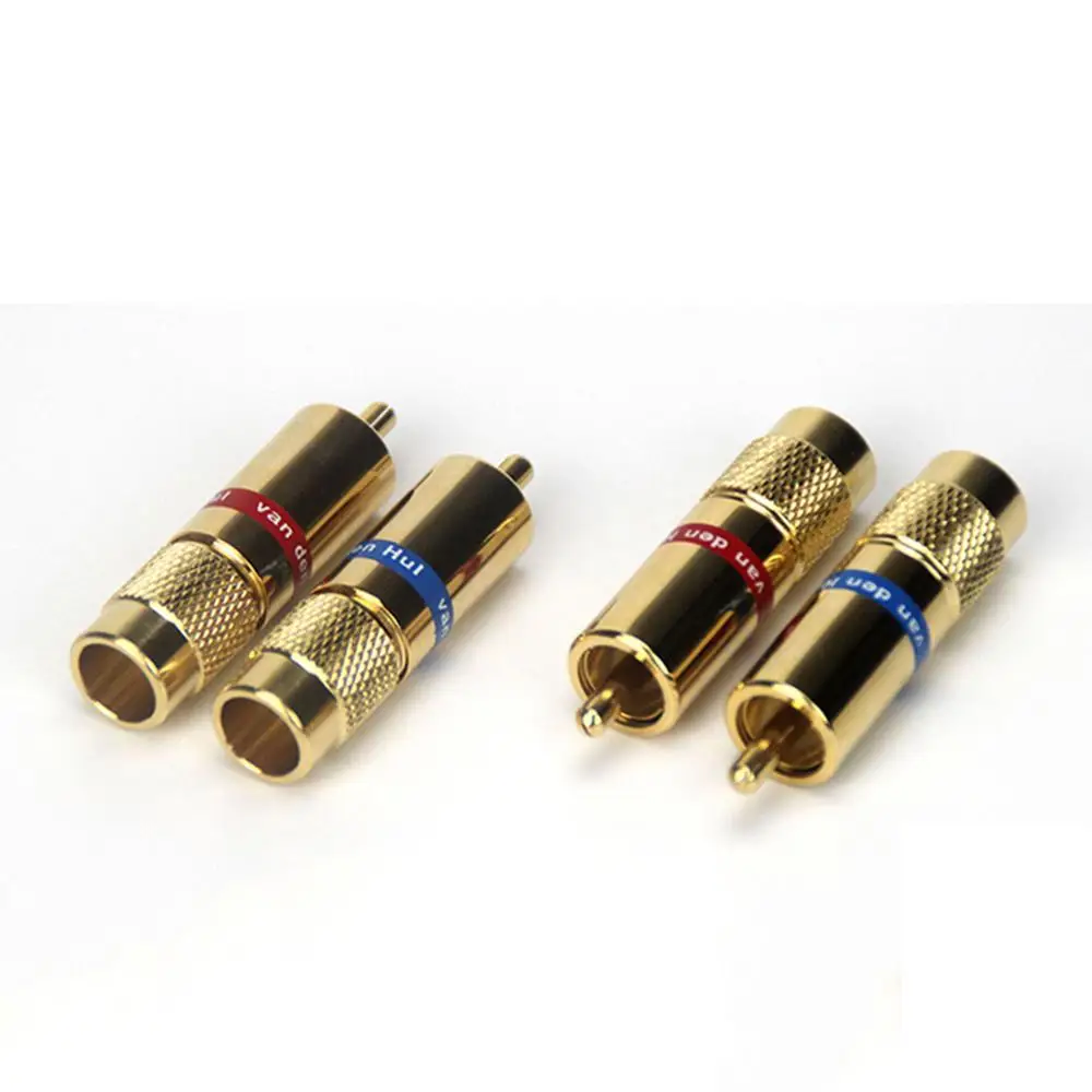 

Hifi 4Pcs audio RCA plug connector Adapter Gold plated jack With Diy VDH RCA Cable 8.0mm RCA Plugs jack Extension Adapter