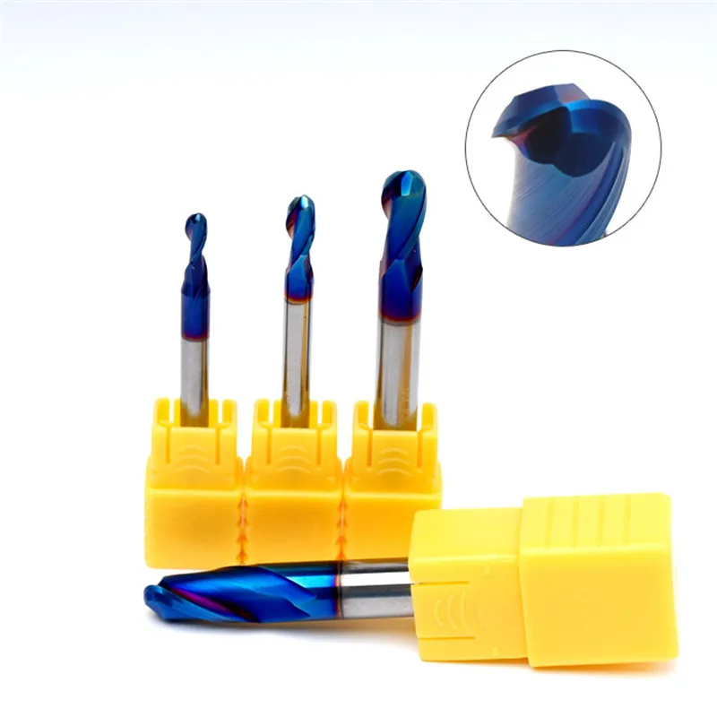 

5P 65°2F Nano Blue Ball Head Milling Cutter Carbide End Mill Tungsten Steel Alloy Milling Cutter CNC Tool