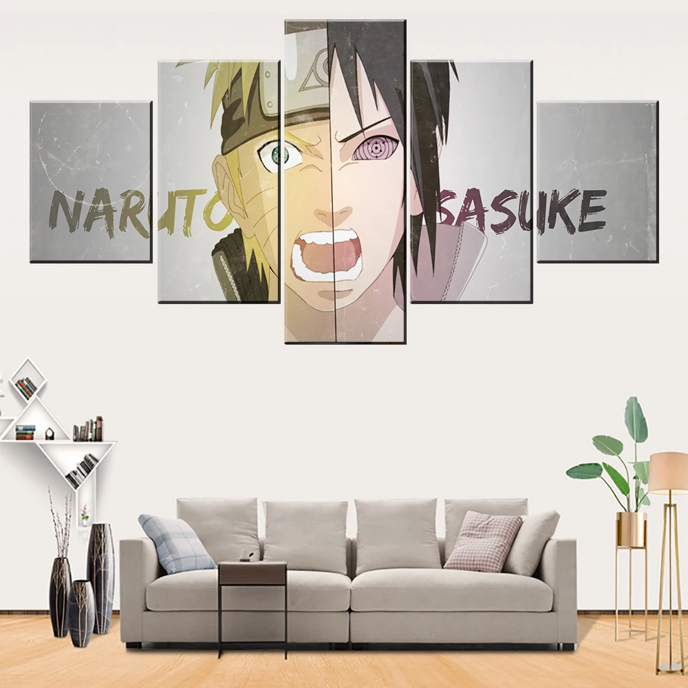 5 Pieces HD Print Painting Anime Naruto Uzumaki Sasuke Uchiha Modular For  Modern Decorative Bedroom Living Room Home Wall Art|Painting & Calligraphy|  - AliExpress