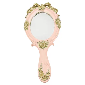 

1Pc Princess Style Handheld Mirror Women Cosmetic Mirror Home Makeup Tool