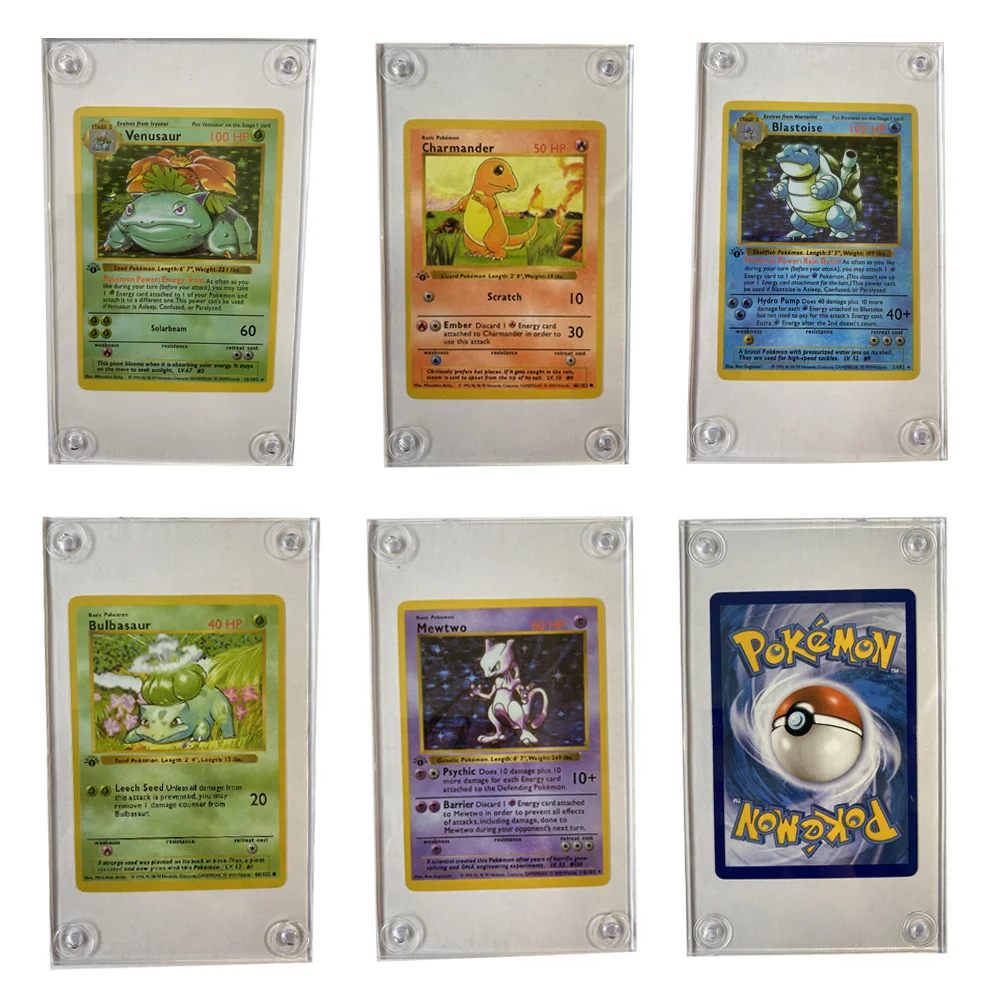 10 Pcs/set 1996 Stuck Brick Eerste Editie Pokemon Cards Pikachu Charizard  Venusaur Squirtle Mewtwo Geen Game Collection Card - Game Collection Cards  - AliExpress