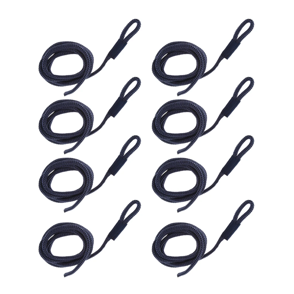 8pcs Double Braid Nylon Fender Line 1/4 inch x 5 Feet Marine Dock Lines Blue