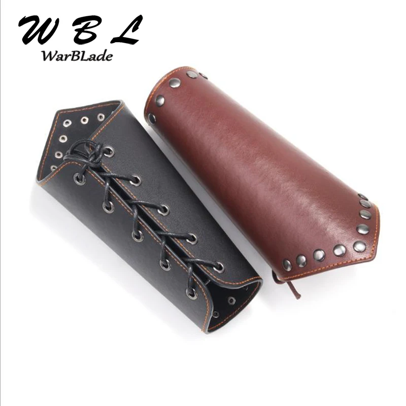 WarBLade 1 шт., реквизит для косплея, широкие из искусственной кожи, Bracer, на шнуровке, Armor, манжета, веревка, стимпанк, средневековая гаунтлет, браслет, черный