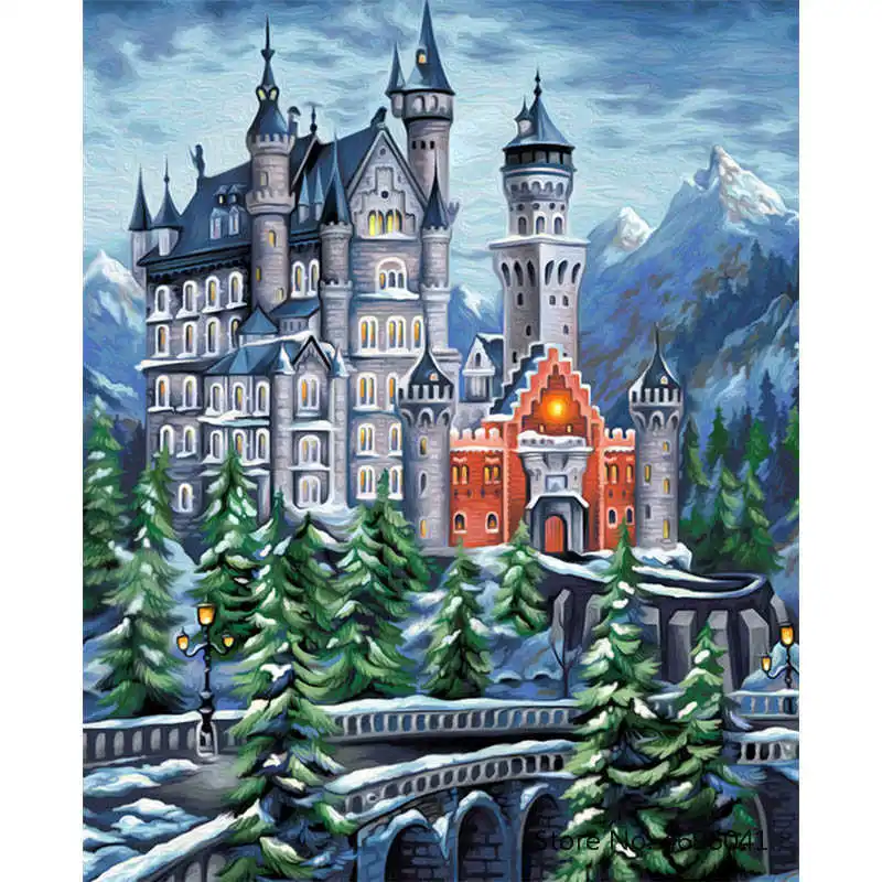 

Painting By Numbers Frameworks Coloring By Numbers Home Decor Pictures Landscape Castle Decorations RSB8123