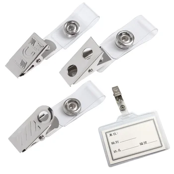 

10pcs Badge Lanyard Key Card Holder Metal Badge Name Tag Lanyard Clip Binder Stationary Kawaii Clips Reel Skipping