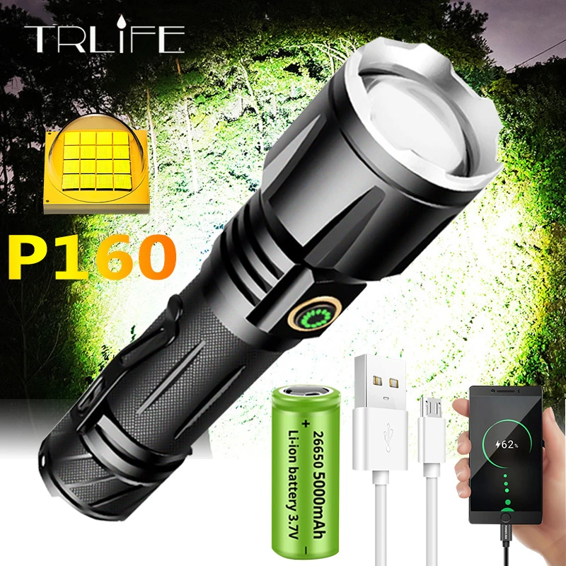 500000lm Taschenlampe XHP50 5 Modi LED wiederaufladbar wasserdicht Batterie USB 