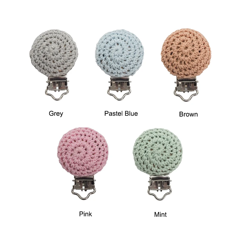 Chenkai 50PCS Baby Crochet Pacifier Metal Wooden Dummy Clips Teether Food Grade For DIY Baby Chewing Jewelry Chain Accessories