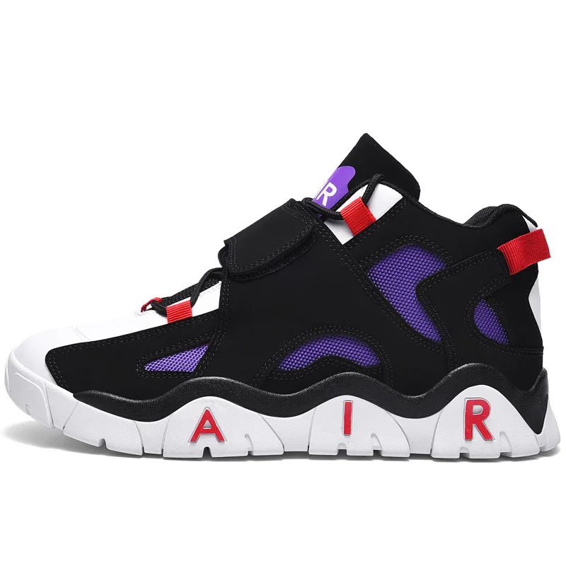 Мужские Ретро кроссовки Jordan, баскетбольные кроссовки с высоким берцем, тренировочные ботинки для улицы, спортивные кроссовки с амортизацией, мужские баскетбольные кроссовки - Цвет: black-purple