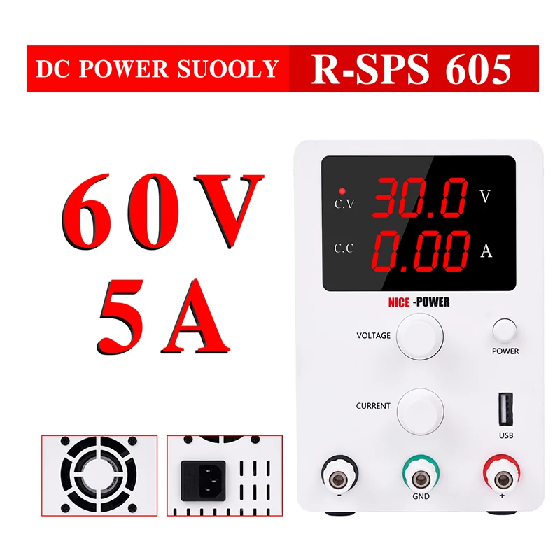 60V 5A R-SPS Высокоточный Dc лаборатории переключение Питание Регулируемый 60V 5A скамья источника цифрового Напряжение и Регулятора Тока - Цвет: 60V 5A R-SPS