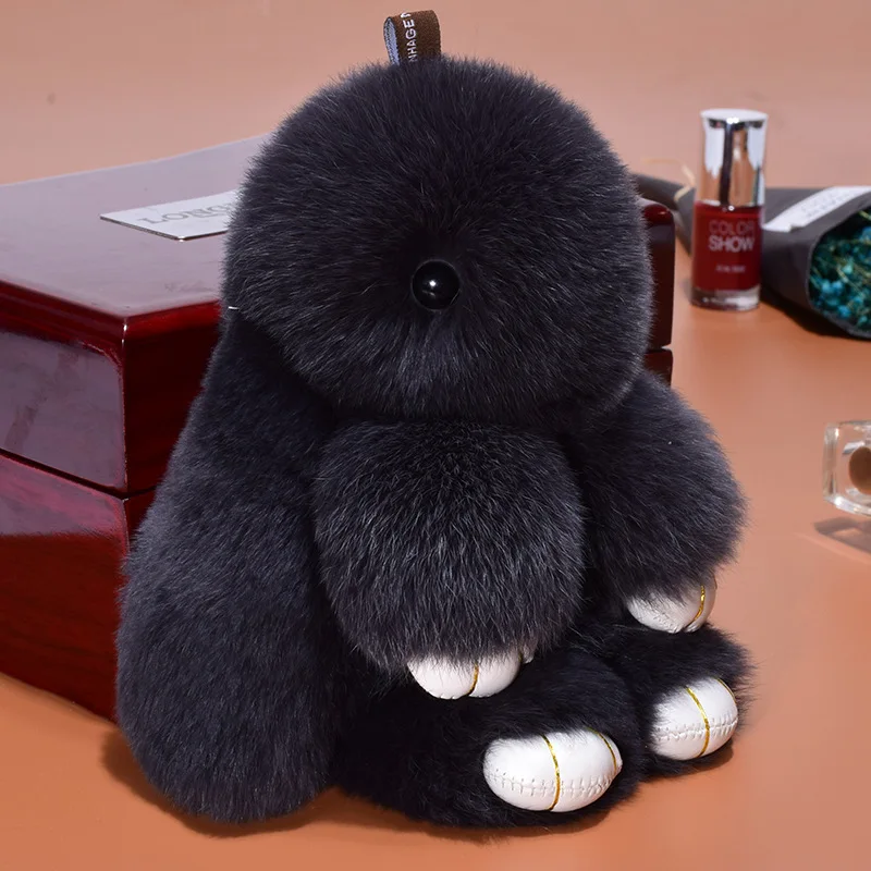Plush Toy Plush Doll Plush Keychain Key Chain Bunny Keychain 14cm Cute Plush Bunny Keychain Women Fur Pom Pom Angel Rabbit Key Ring Hare Pompom Plush Dolls Toy Girls Bag Car Key Pendant