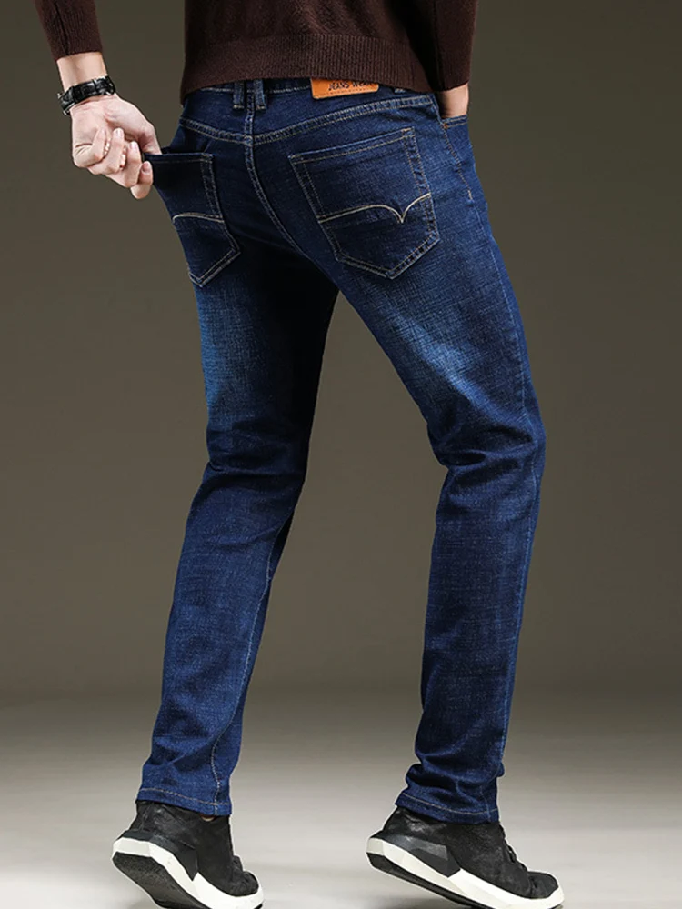 new Business Jeans Men Casual Straight Slim Fit Blue Jeans Male Stretch Thin Fashion Classic Denim Pants skinny jeans men