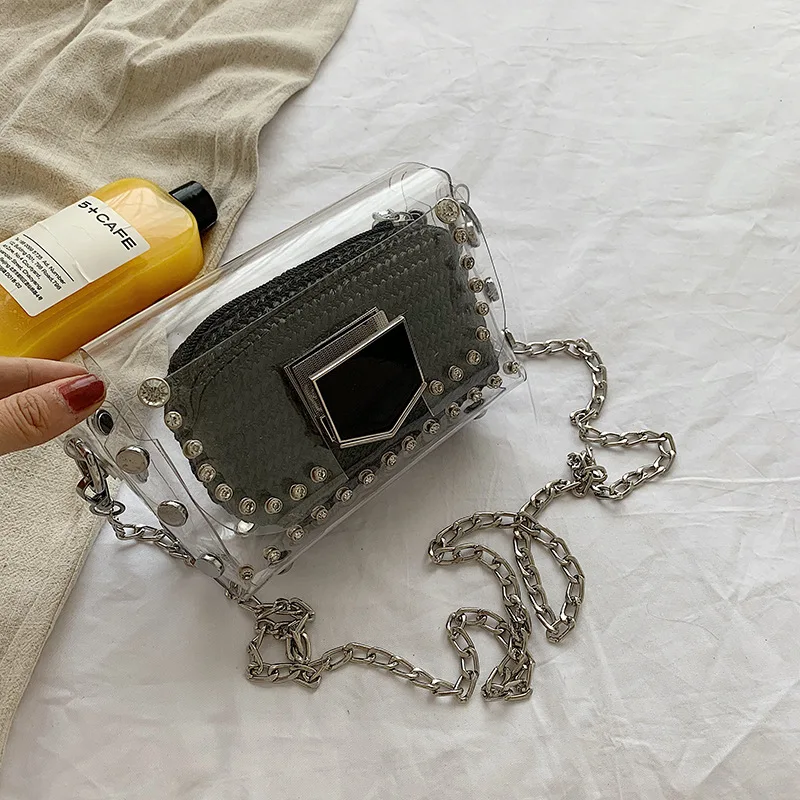 

2019 Korean-style New Style INS Transparent Summer Straw WOMEN'S Bag Fashion Hand Cross-body Different Size Bags Bag Wholesale