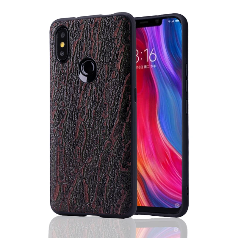 Discount Cheap cAn8S Cowhide Phone Case For Xiaomi Redmi Note 5 6 6a 7 7a 8 Pro For Mi 8 9 se 9T A1 A2 A3 lite Y3 Poco F1 Mix 2s 3 Bark texture Cover