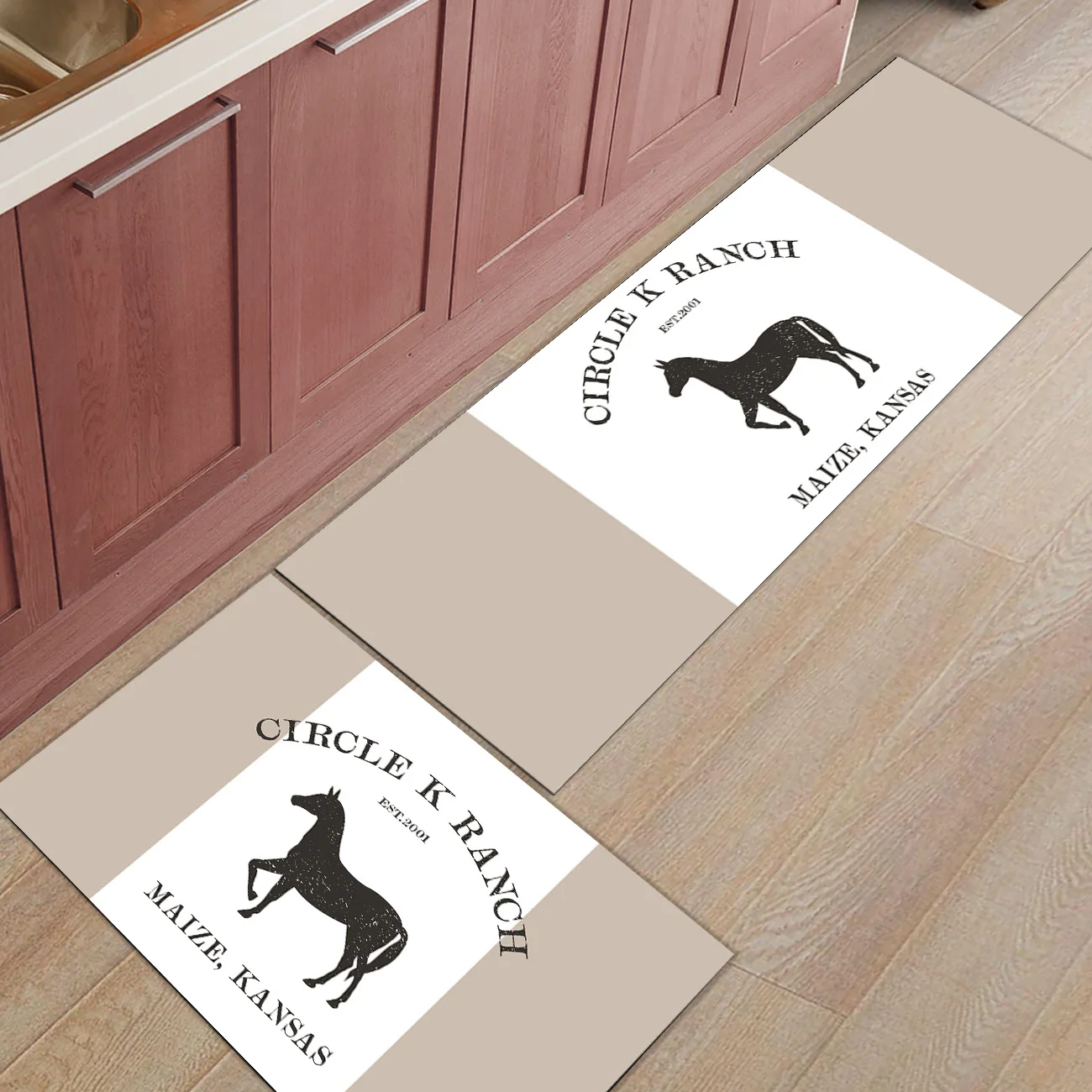 Силуэт лошади тема жизни фермы 2 шт Коврик для кухни под домашним питомцем миска для воды еды коврики для входа