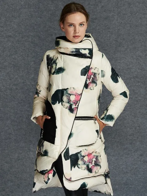 Высокое качество, Новое поступление, Украинская Мода, женская зимняя парка на утином пуху, брендовая Роскошная Толстая теплая парка с капюшоном, куртка, пальто - Цвет: White