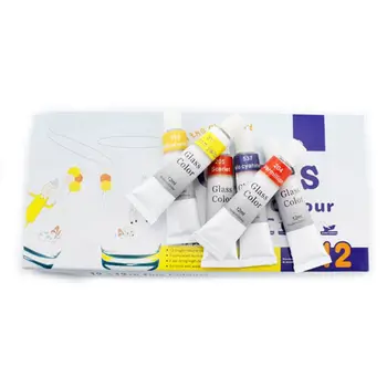 

2020 New 12ml 12 Color Glass Paint Acrylic Hand Painted Pigments Drawing Tubes Art Supply