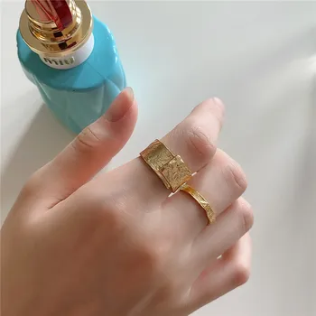 

RUIYI Real 925 Sterling Silver Irregular Ring Female Minimalist Individuality Gold Ring For Women Luxury 925 Fine Jewelry Gift