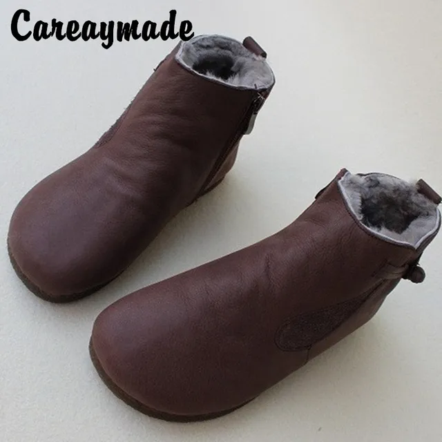 Careaymade-Winter pure wool retro warm high top women s shoes