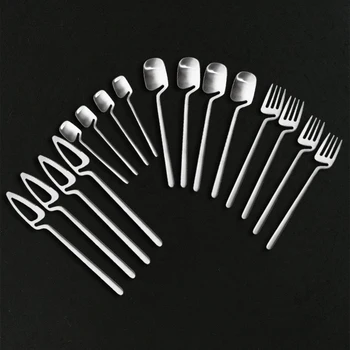 

SIilver 304 Stainless Steel Dinnerware Set 16Pcs Matte Flatware Cutlery Coffee Spoon Fork Knife Western Utensils Tableware Set