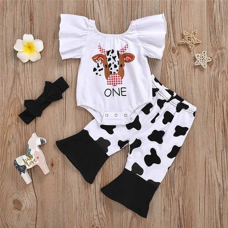 baby girl cow print outfit