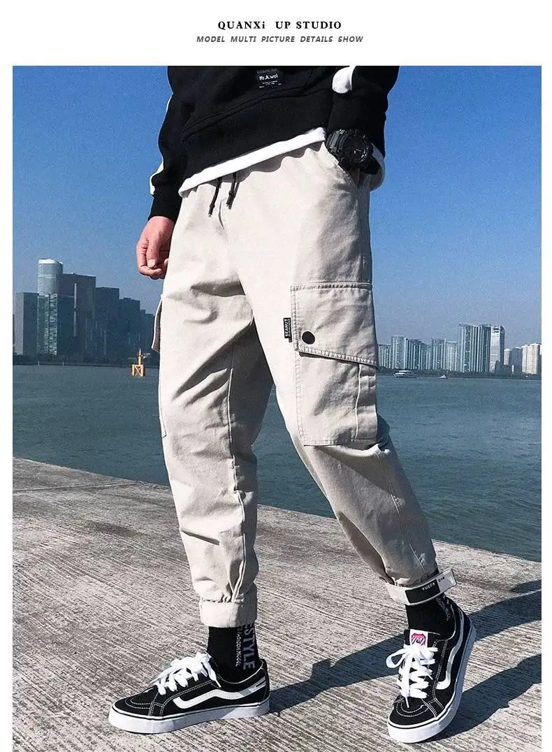 Уличная одежда в стиле хип-хоп, Мужские штаны для бега, модные мужские повседневные брюки-карго, брюки с эластичной резинкой на талии, штаны-шаровары для мужчин