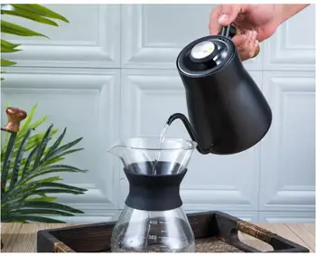 

850ml 304#Stainless Steel Long Narrow Spout Coffee Pot Kettle Hand Drip Kettle Pour Over Coffee With lid thermomete