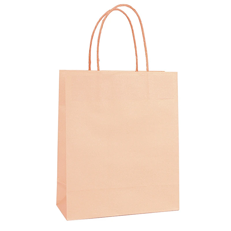 Яркие бумажные вечерние сумки, чистый цвет, Подарочный пакет из крафт-бумаги с ручками, перерабатываемый, на день рождения, мешок, Подарочный пакет - Цвет: Оранжевый