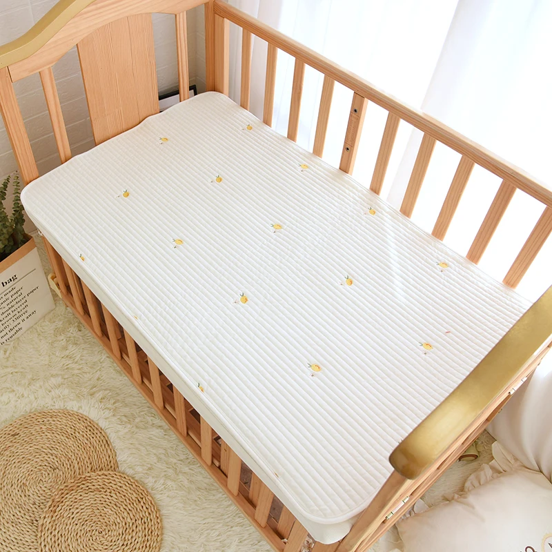 Korean Baby Cot Crib Quilted Sheet Cotton Bear Star Lemon Balloon Embroidered Kids Infant Children Toddler Sheets Bed Linen